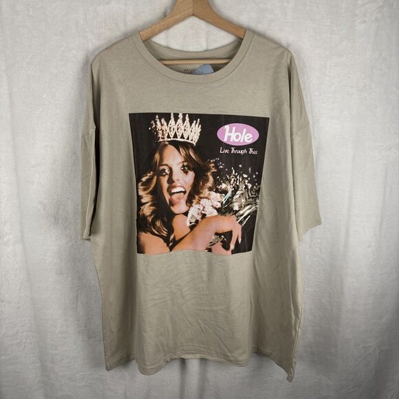 Hole - Live Through This Band T-shirt Beige Size XL Oversized NWOT - Picture 1 of 5